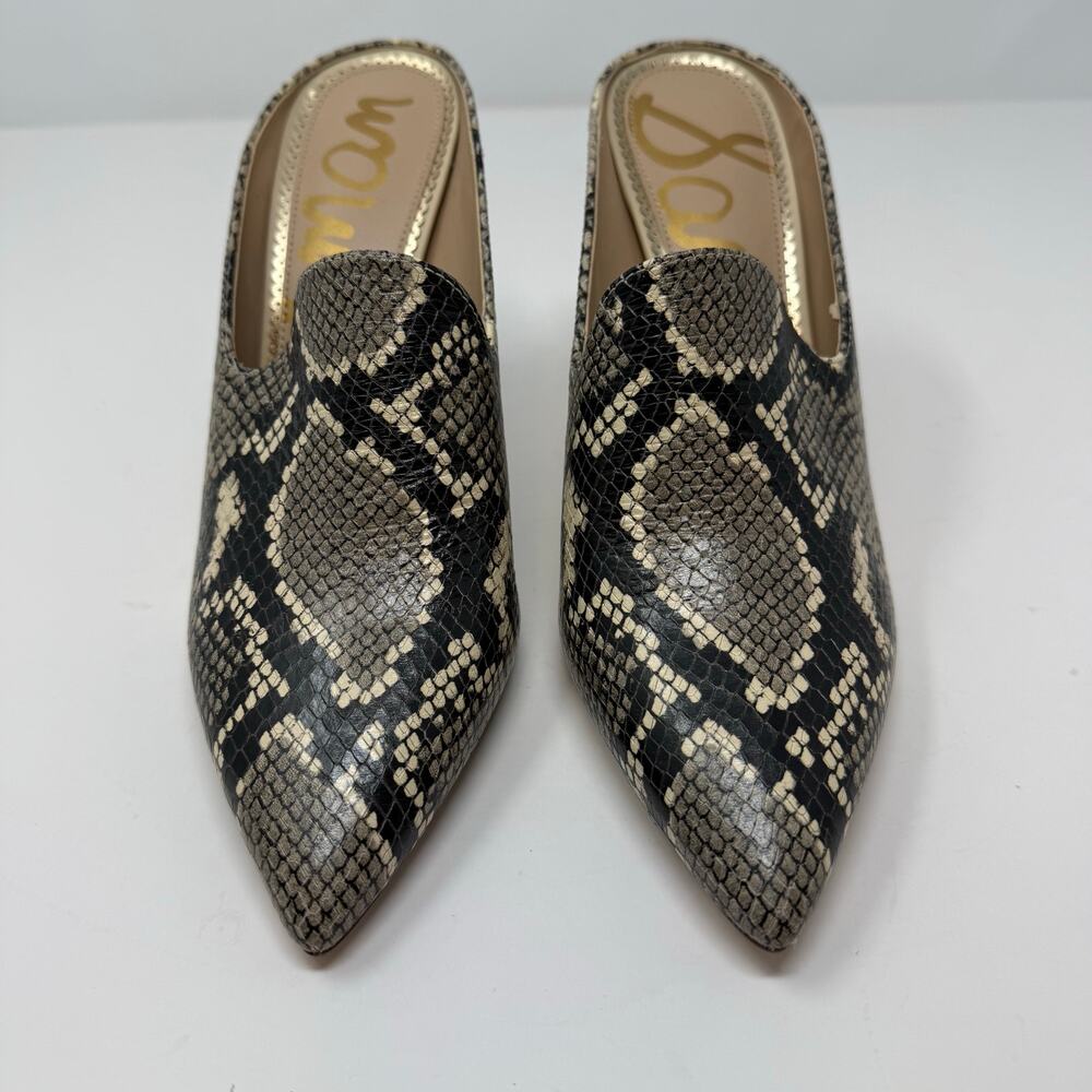 Sam Edelman Harlee Embossed Snake Print Mule Heels Sz. 7.5 Slip On EUC - Picture 12 of 13